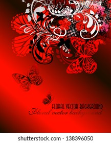 Floral abstraction on a red background