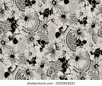 floral abstrct seamless pattern vector for fabric and fashion