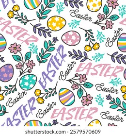 Floral Accent Decorative Easter Egg Garden Pattern. Perfect for festive designs, gift wraps, greeting cards, and digital wallpapers, ideal for Easter-themed crafts, and product designs