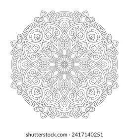 Floral Adult Mandala for coloring book page