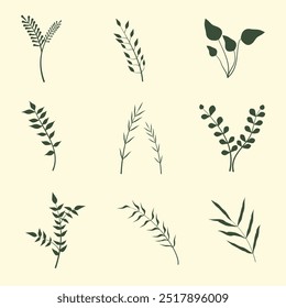 Floral Aesthetic Element Vector Minimalism