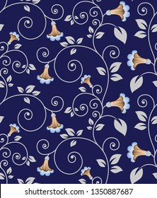 floral all over flowers pattern on navy