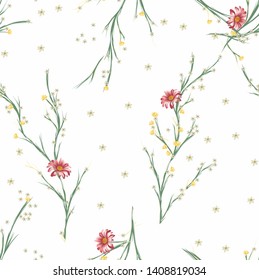 floral all over flowers pattern on white