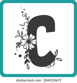 Floral Alphabet C SVG Design | Typography | Alphabet SVG Cut Files svg