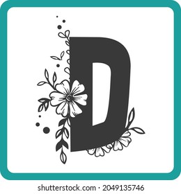 Floral Alphabet D SVG Design | Typography | Alphabet SVG Cut Files svg