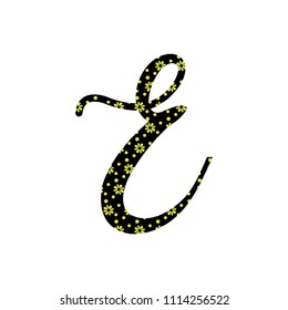 Floral alphabet, decorative letter E, flowers pattern