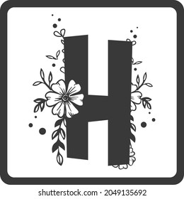 Floral alphabet h svg