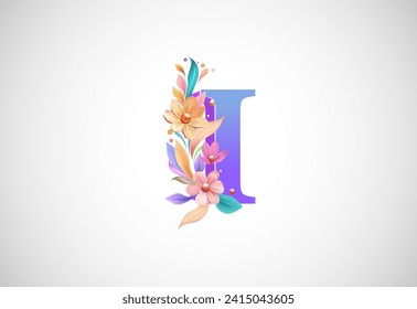 Floral alphabet I. Logo for wedding invitations, greeting card, birthday, logo, poster other ideas