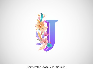 Floral alphabet J. Logo for wedding invitations, greeting card, birthday, logo, poster other ideas