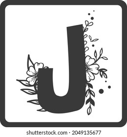 Floral Alphabet J SVG Design | Typography | Alphabet SVG Cut Files svg