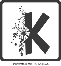 Floral Alphabet K SVG Design | Typography | Alphabet SVG Cut Files svg