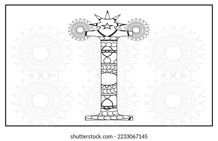 Letra floral del alfabeto coloreado libro para adultos. ilustración vectorial.Dibujo manual.Estilo Doodle