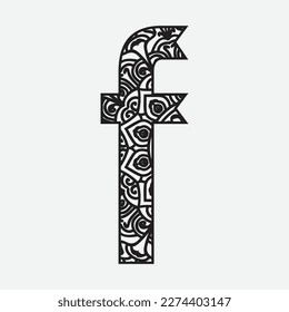 Floral alphabet letter coloring book for adults vector illustration.Black and white lines. Lace pattern