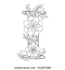 Floral Alphabet Letter Coloring Book Adults Stock Vector (Royalty Free ...