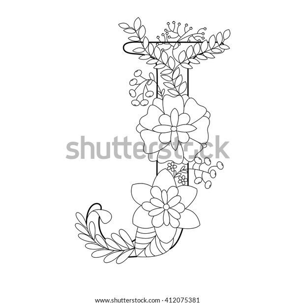 Download Floral Alphabet Letter Coloring Book Adults Stock Vector Royalty Free 412075381