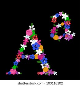 Floral alphabet letter for using in web and print design. Vector illustration.