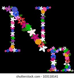 Floral alphabet letter for using in web and print design. Vector illustration.