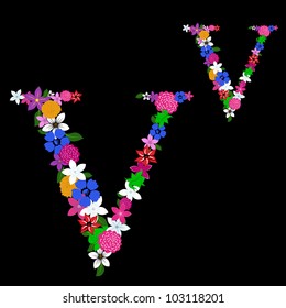 Floral alphabet letter for using in web and print design. Vector illustration.