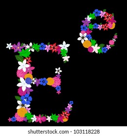 Floral alphabet letter for using in web and print design. Vector illustration.