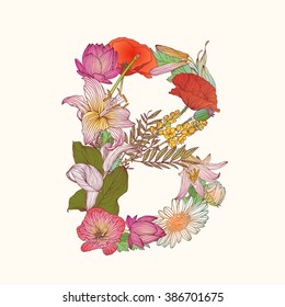 Floral alphabet. Letters B
