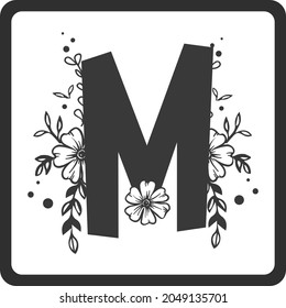 Floral Alphabet M SVG Design | Typography | Alphabet SVG Cut Files svg