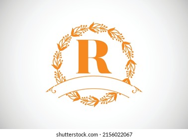 Floral Alphabet monogram letter R. Monogram initials for wedding invitations, greeting cards, logos, posters, and other design