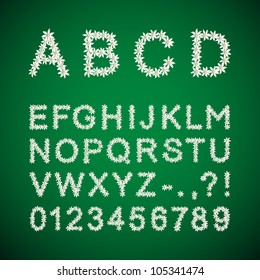 Floral alphabet on green background, vector eps8 format