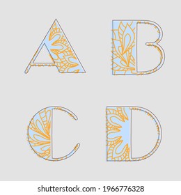 Floral alphabet. The ornament is inside the letter. Abstract style.