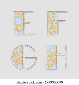Floral alphabet. The ornament is inside the letter. Abstract style.
