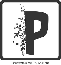 Floral Alphabet P SVG Design | Typography | Alphabet SVG Cut Files svg