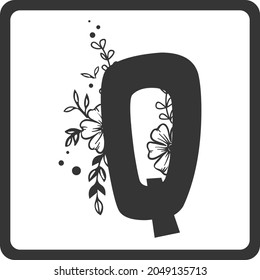 Floral Alphabet Q SVG Design | Typography | Alphabet SVG Cut Files svg