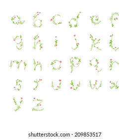 Floral alphabet set