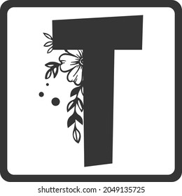 Floral Alphabet T SVG Design | Typography | Alphabet SVG Cut Files svg