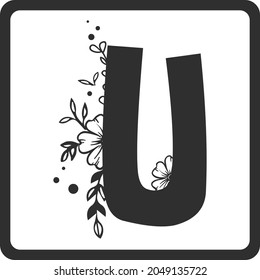 Floral Alphabet U SVG Design | Typography | Alphabet SVG Cut Files svg
