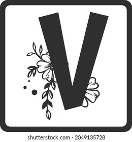 Floral Alphabet V SVG Design | Typography | Alphabet SVG Cut Files svg