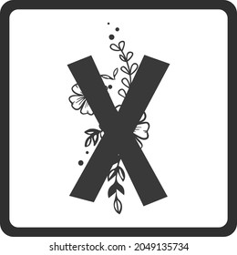 Floral Alphabet X SVG Design | Typography | Alphabet SVG Cut Files svg