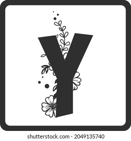 Floral Alphabet Y SVG Design | Typography | Alphabet SVG Cut Files svg
