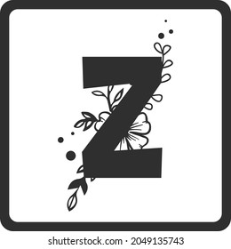 Floral Alphabet Z SVG Design | Typography | Alphabet SVG Cut Files svg