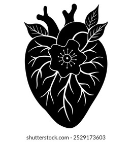 Floral anatomical heart simple art