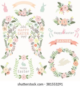 Floral Angel Wing Easter Elements