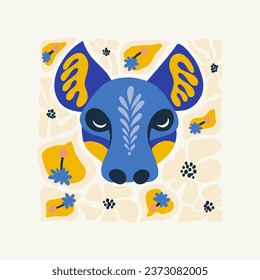 Floral and animal abstract elements. Botanical composition. Modern trendy Matisse minimal style. Kids, Child, Floral poster, invite. Vector arrangements for greeting card or invitation design.