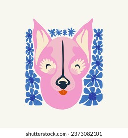 Floral and animal abstract elements. Botanical composition. Modern trendy Matisse minimal style. Kids, Child, Floral poster, invite. Vector arrangements for greeting card or invitation design.