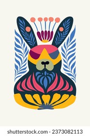 Floral and animal abstract elements. Botanical composition. Modern trendy Matisse minimal style. Kids, Child, Floral poster, invite. Vector arrangements for greeting card or invitation design.