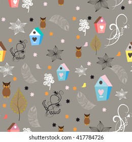 Floral animal pattern seamless. Vector stock.
