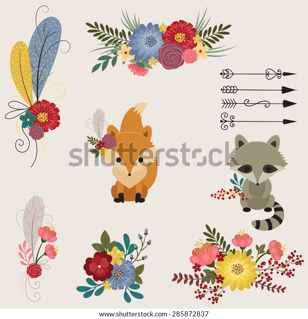 Floral and\
animals icons, dividers and\
arrows.