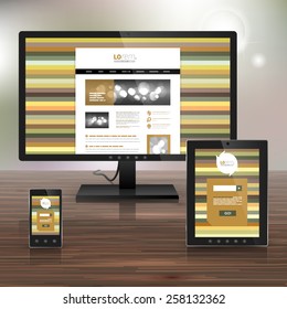 Floral application template design for corporate identity with strips of natural color. Stationery set