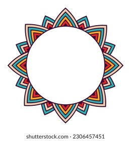 Floral arabesque pattern design. Round color vector frame. Decorative round ornament. For cards, invitations, t-shirts. Vector color illustration.