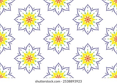 Floral arabesque seamless pattern in damask style motifs suitable for wallpaper, curtain, clothing, textiles, tile and fabric design isolated illustration vector images archive EPS file.
