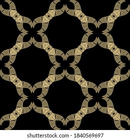 Floral arabesque style greek seamless pattern. Ornamental vector arabic background. Repeat decorative ornate backdrop. Vintage lace ornament. Elegance flowers, shapes. greek key, meanders, frames.