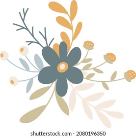 Floral arrangement of bright winter plants. Plants illustration.